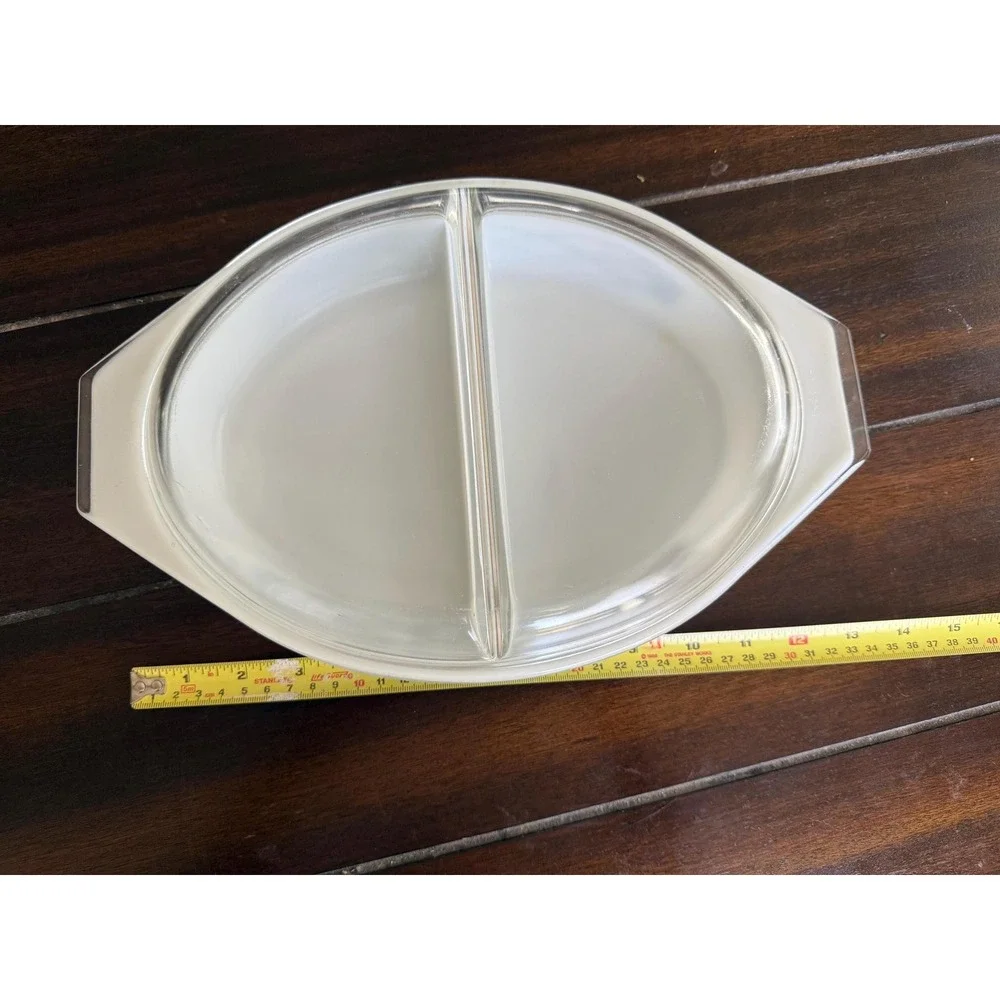 VTG MCM Rare Pyrex Stars & Barbed Wire Divided Oval Casserole Dish & Lid
